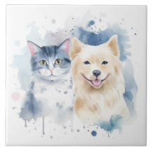Friends Forever - Dog en Cat Waterverf Art