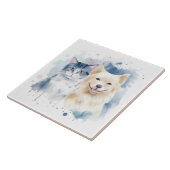 Friends Forever - Dog en Cat Waterverf Art Tegeltje (Zijkant)