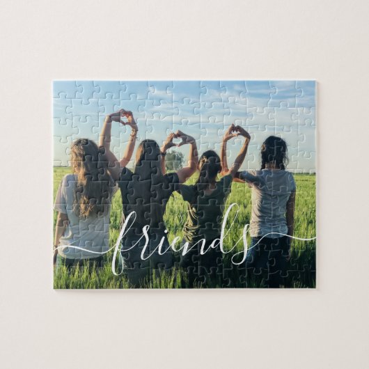 Friends Forever | Elegant Script Voeg je foto toe Legpuzzel (Horizontaal)