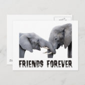 Friends Forever Elephants knuffelen/kussen Briefkaart (Voorkant / Achterkant)