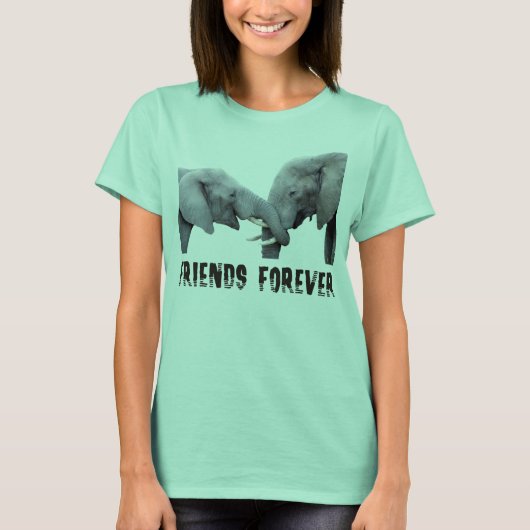 Friends Forever Elephants omhelzen / omarmen T-shirt (Voorkant)