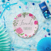 Friends Forever heldere bloemen en vlinders Papieren Bordje (Feest)