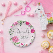 Friends Forever heldere bloemen en vlinders Papieren Bordje (Feest)