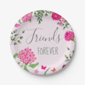 Friends Forever heldere bloemen en vlinders Papieren Bordje (Voorkant)