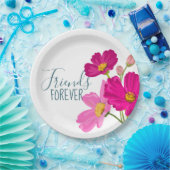 Friends Forever heldere bloemen en vlinders Papieren Bordje (Feest)