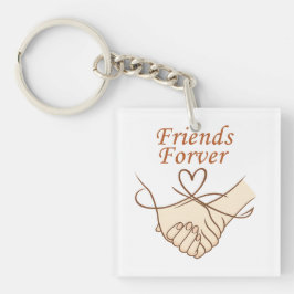 Friends Forever Holding Hands Square Keychain