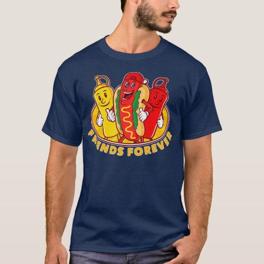 Friends Forever Hot Dog Ketchup Mustard Funny T-shirt (Voorkant)