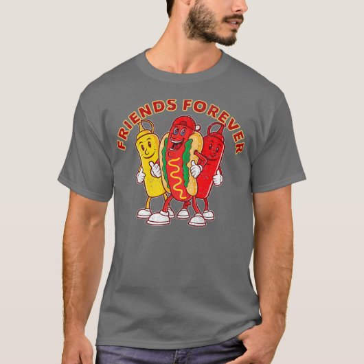 Friends Forever Hot Dog Ketchup Mustard Funny T-shirt (Voorkant)