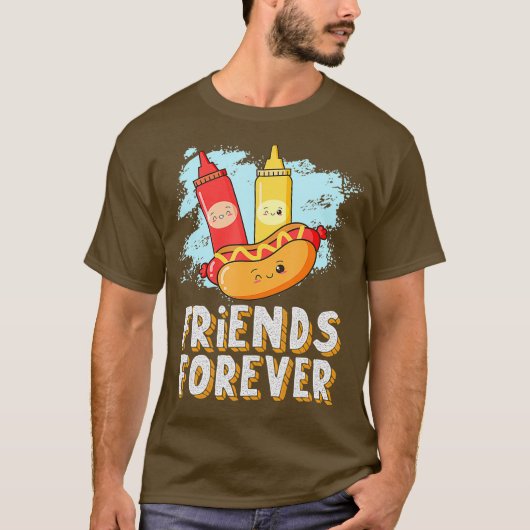 Friends Forever Hotdog Bun Ketchup Mosterd Mayo T-shirt (Voorkant)