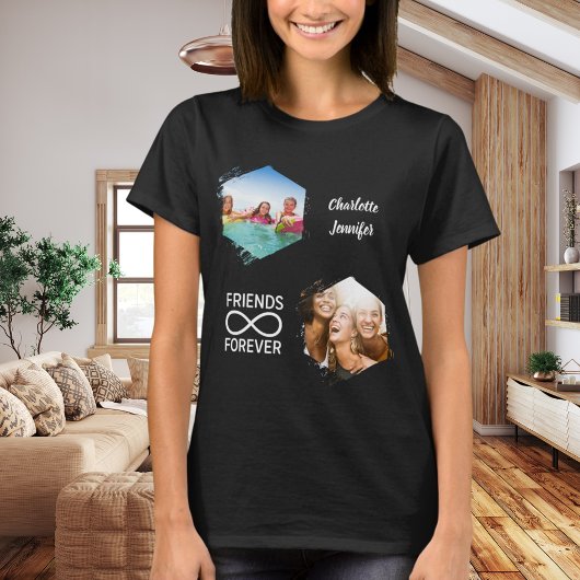 Friends forever infinity foto namen zwart t-shirt
