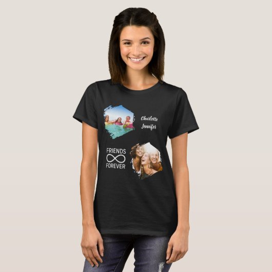 Friends forever infinity foto namen zwart t-shirt (Voorkant volledig)