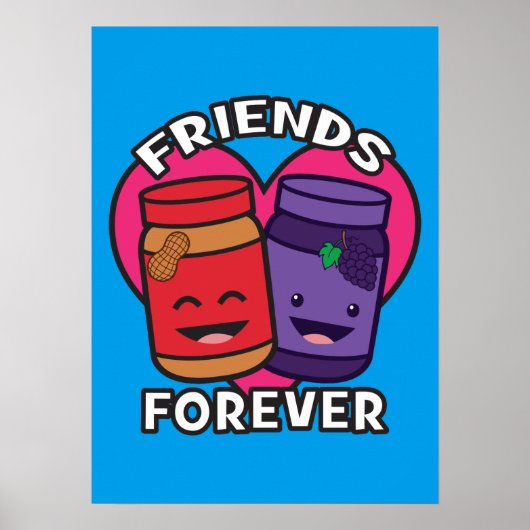 Friends Forever - Pindakaas en Jelly Kawaii Poster (Voorkant)