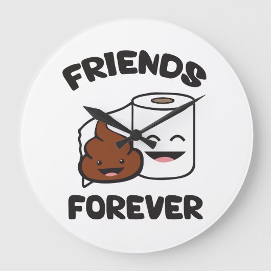 Friends Forever - Poop and Toilet Paper Roll Grote Klok (Voorkant)