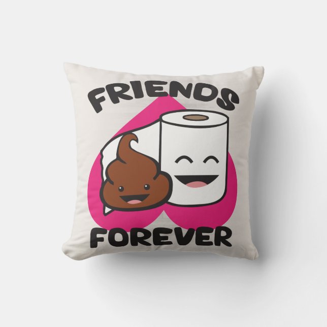 Friends Forever - Poop and Toilet Paper Roll Kussen (Voorkant)