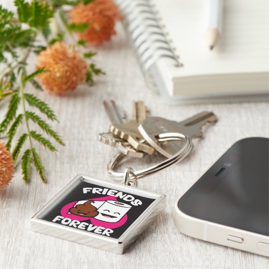 Friends Forever - Poop and Toilet Paper Roll Sleutelhanger (Zijkant)