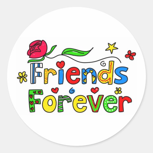 Friends Forever Ronde Sticker (Voorkant)
