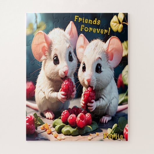 "Friends Forever Schattige Mice Red Berries Typogr Legpuzzel (Verticaal)