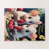 "Friends Forever Schattige Mice Red Berries Typogr Legpuzzel (Horizontaal)