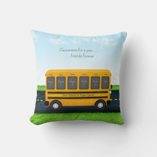 Friends Forever School Bus met 12 studentenfoto's Kussen