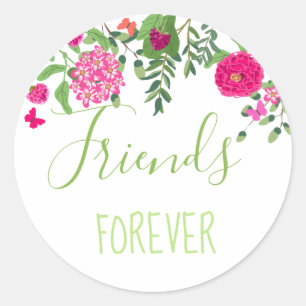 Friends Forever vogelbloemen en vlinderbloemigen Ronde Sticker