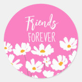 Friends Forever Wit Daisies Aangepaste kleur Ronde Sticker (Voorkant)