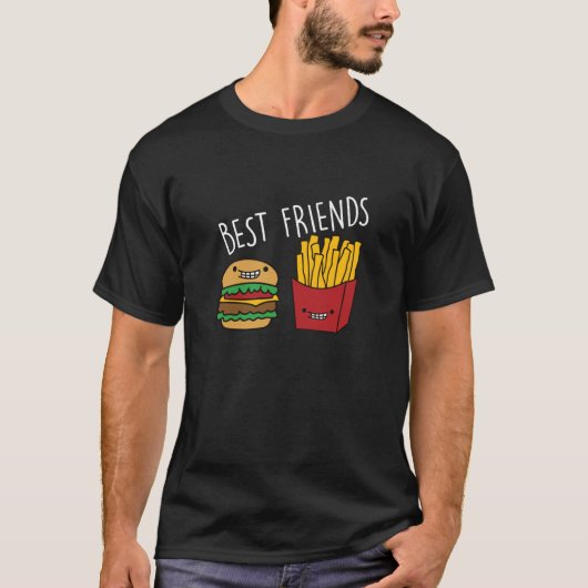 Friends Fries Cheeseburger Fast Food Burger T-shirt (Voorkant)