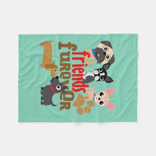 Friends Furever Dogs Puppies Fleece Deken (Voorkant (Horizontaal))