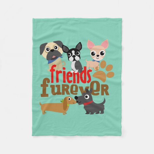 Friends Furever Dogs Puppies Fleece Deken (Voorkant)
