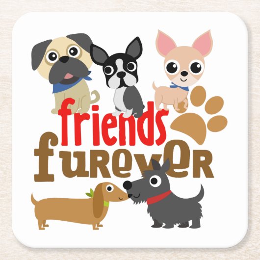 Friends Furever Dogs Puppies Kartonnen Onderzetters (Voorkant)