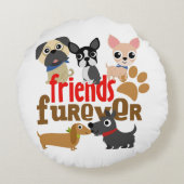 Friends Furever Dogs Puppies Rond Kussen (Achterkant)