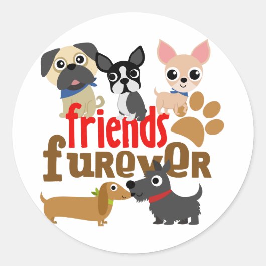 Friends Furever Dogs Puppies Ronde Sticker (Voorkant)