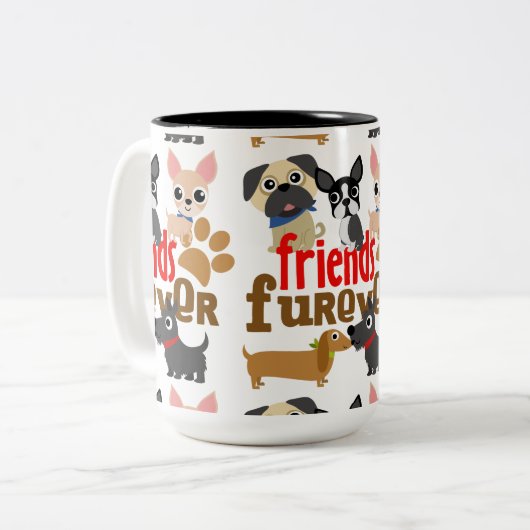Friends Furever Dogs Puppies Tweekleurige Koffiemok (Voorkant links)