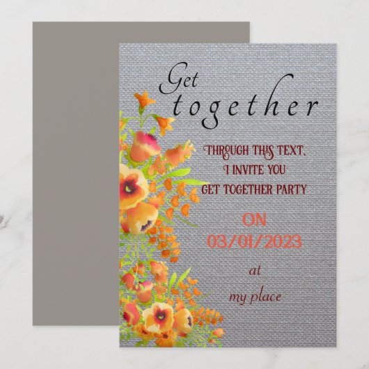 Friends get together  invitation kaart (Voorkant / Achterkant)
