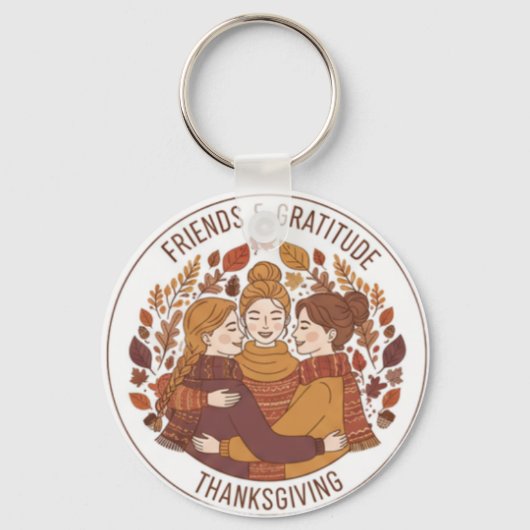 Friends & Gratitude Hugging Girls | Thanksgiving  Sleutelhanger (Voorkant)