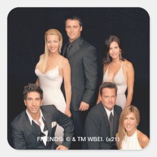 FRIENDS™ Groep in zwart-wit formeel pak Vierkante Sticker