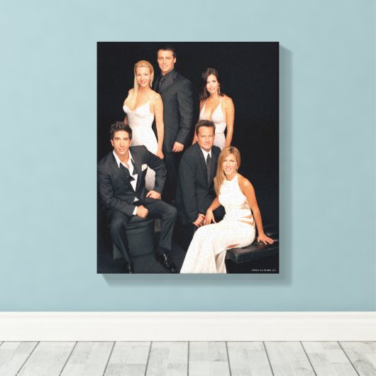 FRIENDS™ | Groep in zwart-wit — Formulier Draag Canvas Afdruk (Insitu (Houten vloer))