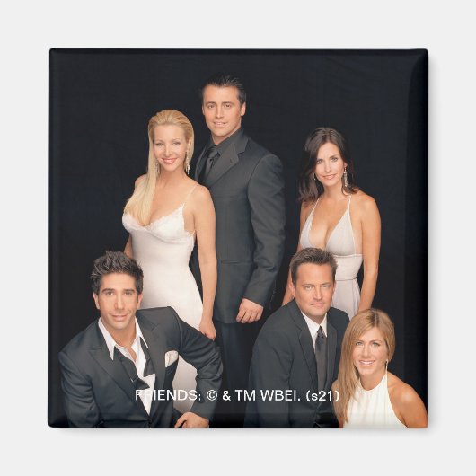 FRIENDS™ | Groep in zwart-wit — Formulier Draag Magneet (Voorkant)