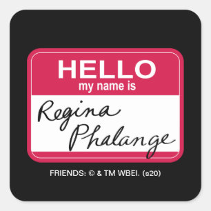 FRIENDS™ Hallo Mijn naam is Regina Phalange Vierkante Sticker