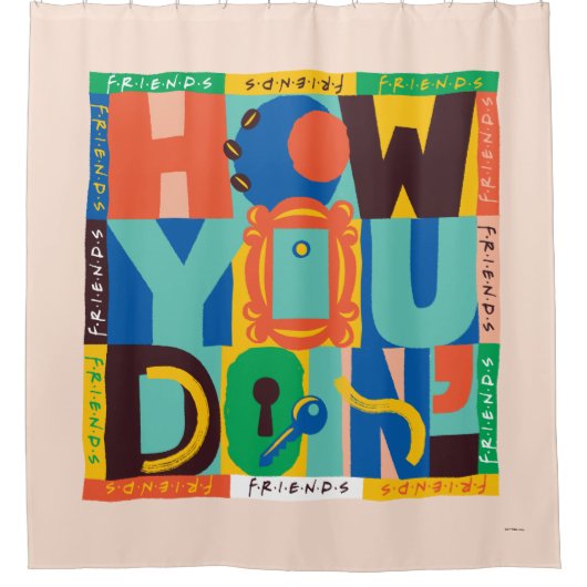 FRIENDS™ | Hoe u het doet" - Levendig grafisch Douchegordijn (Voorkant)
