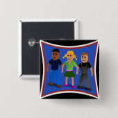 Friends Holding Hands - Vierkante Button 5,1 Cm (Voorkant /achterkant)