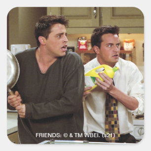 FRIENDS™   Joey & Chandler Scared Vierkante Sticker
