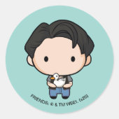 FRIENDS™ | Joey Chibi Ronde Sticker (Voorkant)