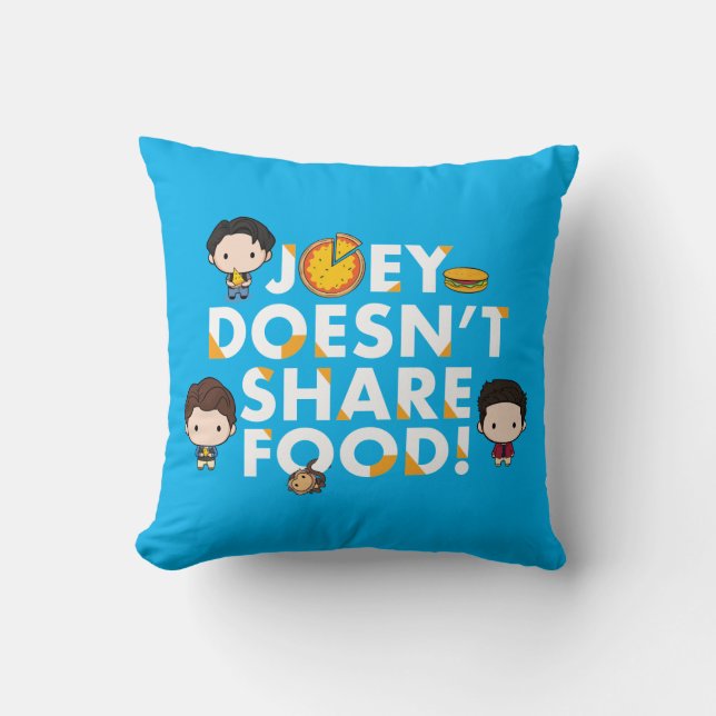 FRIENDS™ | Joey Deelt Geen Eten Chibi Kussen (Voorkant)
