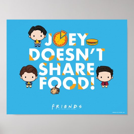 FRIENDS™ | Joey Deelt Geen Eten Chibi Poster (Voorkant)