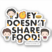 FRIENDS™ | Joey Deelt Geen Eten Chibi Sticker (Voorkant)