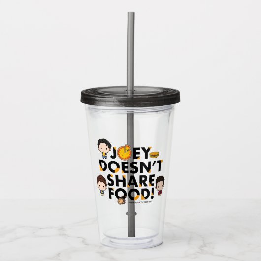 FRIENDS™ | Joey deelt geen voedselchibi Acryl Drinkbeker (Voorkant)