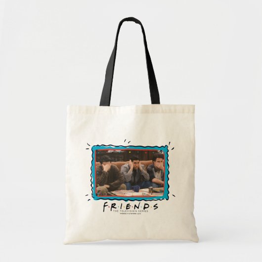 FRIENDS™ | Joey, Ross en Chandler op de Couch Tote Bag (Voorkant)