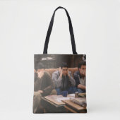 FRIENDS™ | Joey, Ross en Chandler op de Couch Tote Bag (Voorkant)