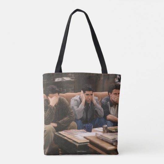 FRIENDS™ | Joey, Ross en Chandler op de Couch Tote Bag (Achterkant)