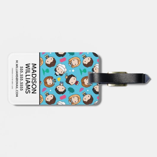 FRIENDS™ | Karakter Chibi Pattern Bagagelabel (Achterkant horizontaal)